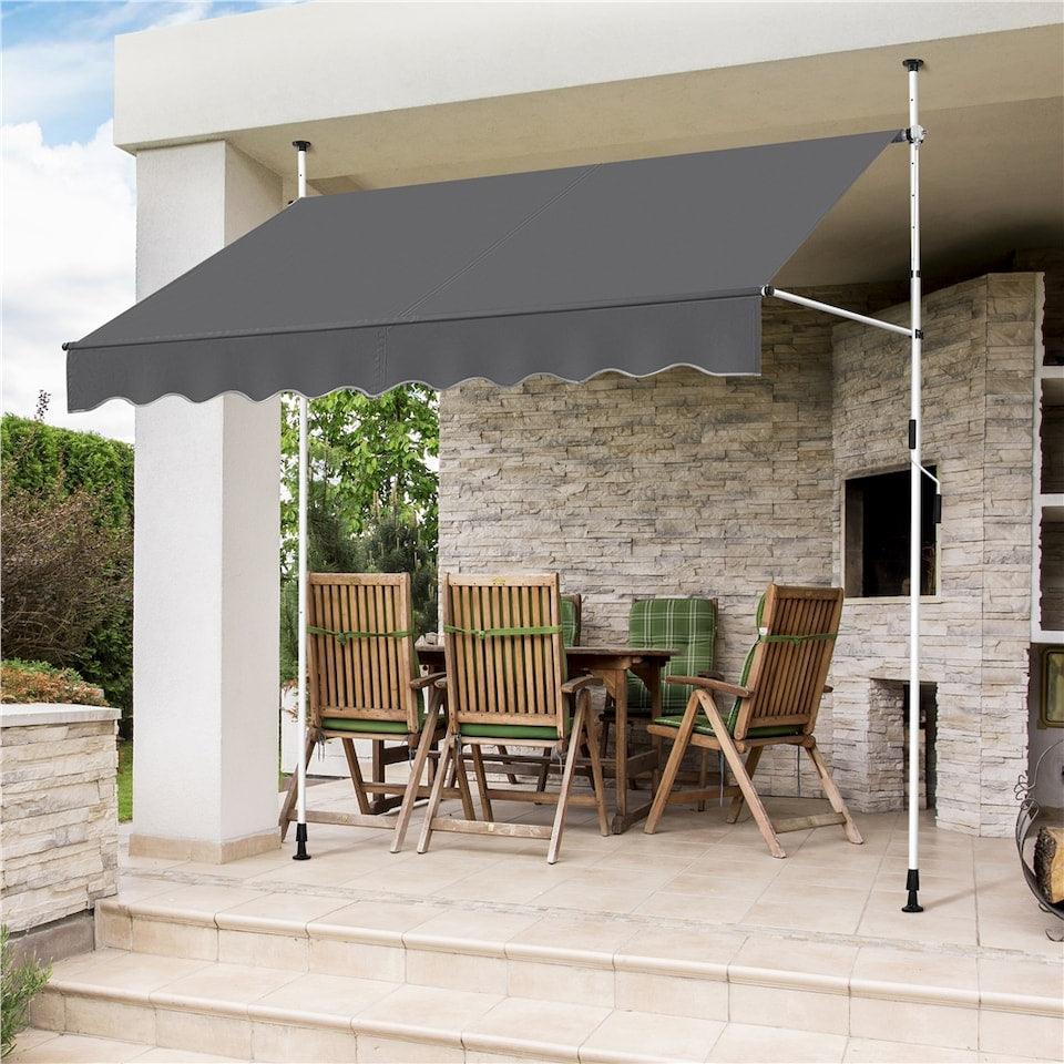 Yaheetech Clamp Sunshade Dark Grey - Extensible manuellement - 250 x 120 cm - Hauteur 210-300 cm