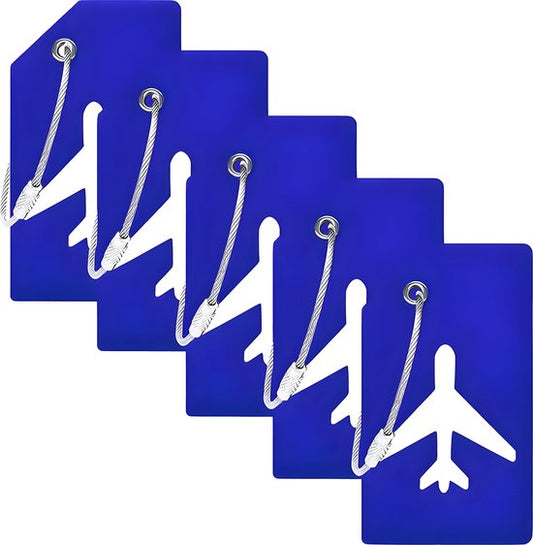 EverNeeds Etiquette de bagage - Silicone - Etiquette de bagage pour valises - Etiquettes de bagage - Bleu - 5 pièces