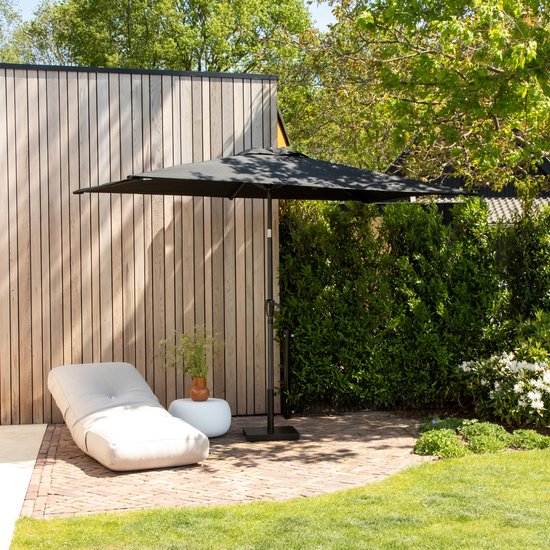 VONROC Premium Parasol Rapallo 200x300cm - Parasol durable - Inclinable - Toile résistante aux UV - Anthracite/Noir - Housse de protection incluse