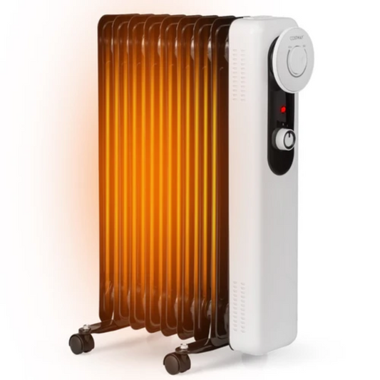 Radiateur à bain d'huile - Coast – 3 niveaux de chauffage - Thermostat réglable – 42 x 24 x 62 cm – Noir