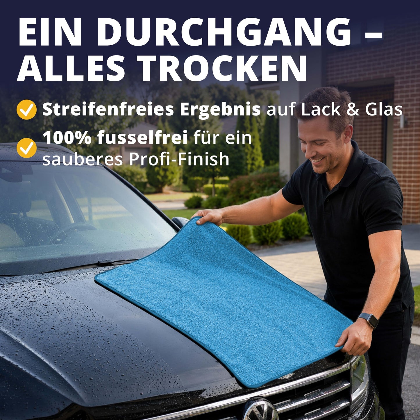 LICARGO Chiffon de séchage pour voiture XXL - chiffon en microfibre - 90 x 60 cm - 550 g/m² - bleu