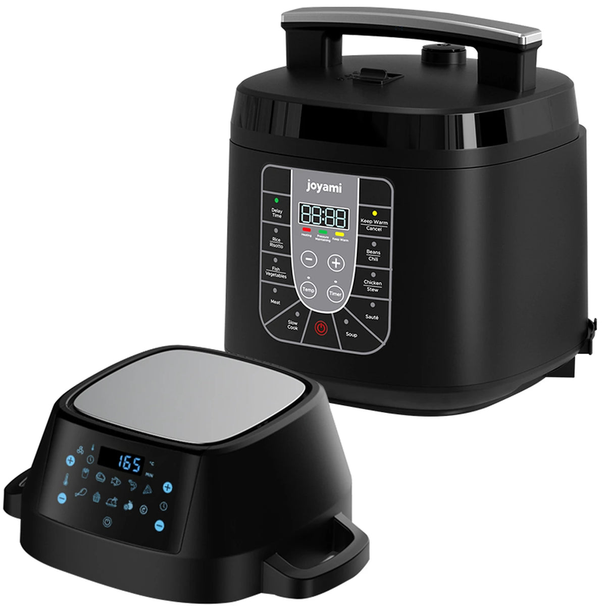 Ensemble friteuse à air chaud et autocuiseur Joyami 6 L - Double écran - Noir