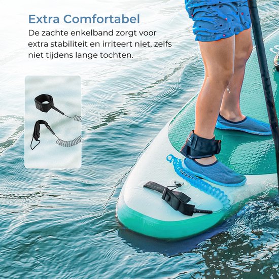 Supper Sup Board XL - Max. 220KG - Gonflable - Planche à pagaie - Étui étanche pour téléphone portable - Pompe - Aileron - Leash - Sac de transport - 335 x 81 cm - Turquoise