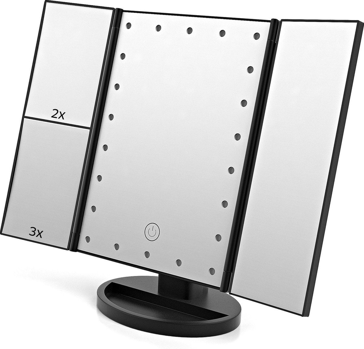 Gadgy Make Up Spiegel met Verlichting - Cosmetica Spiegel - Scheerspiegel - Staand met 2 Vergrootspiegels - op Batterijen of USB (kabel incl) - Cadeau voor Vrouw