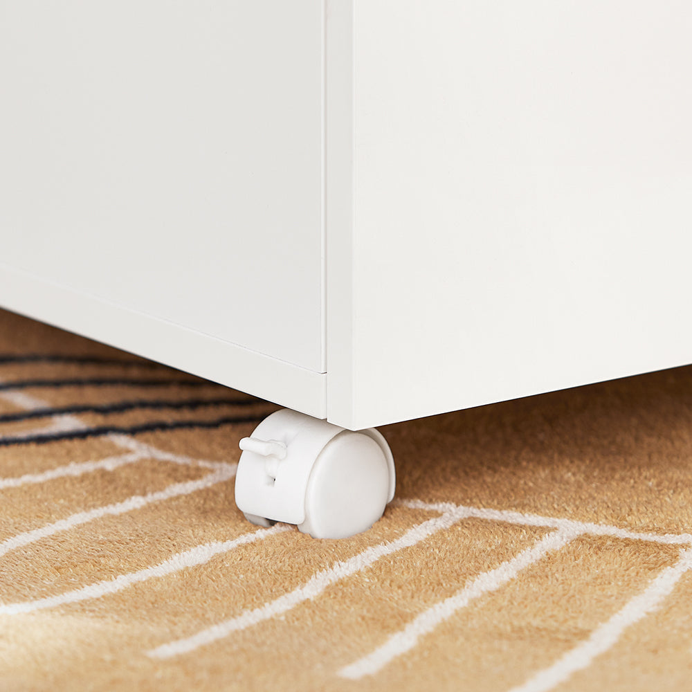 SoBuy ASK05-W Table à imprimante mobile et base de bureau avec 2 tiroirs, 58x35x59 cm, blanc