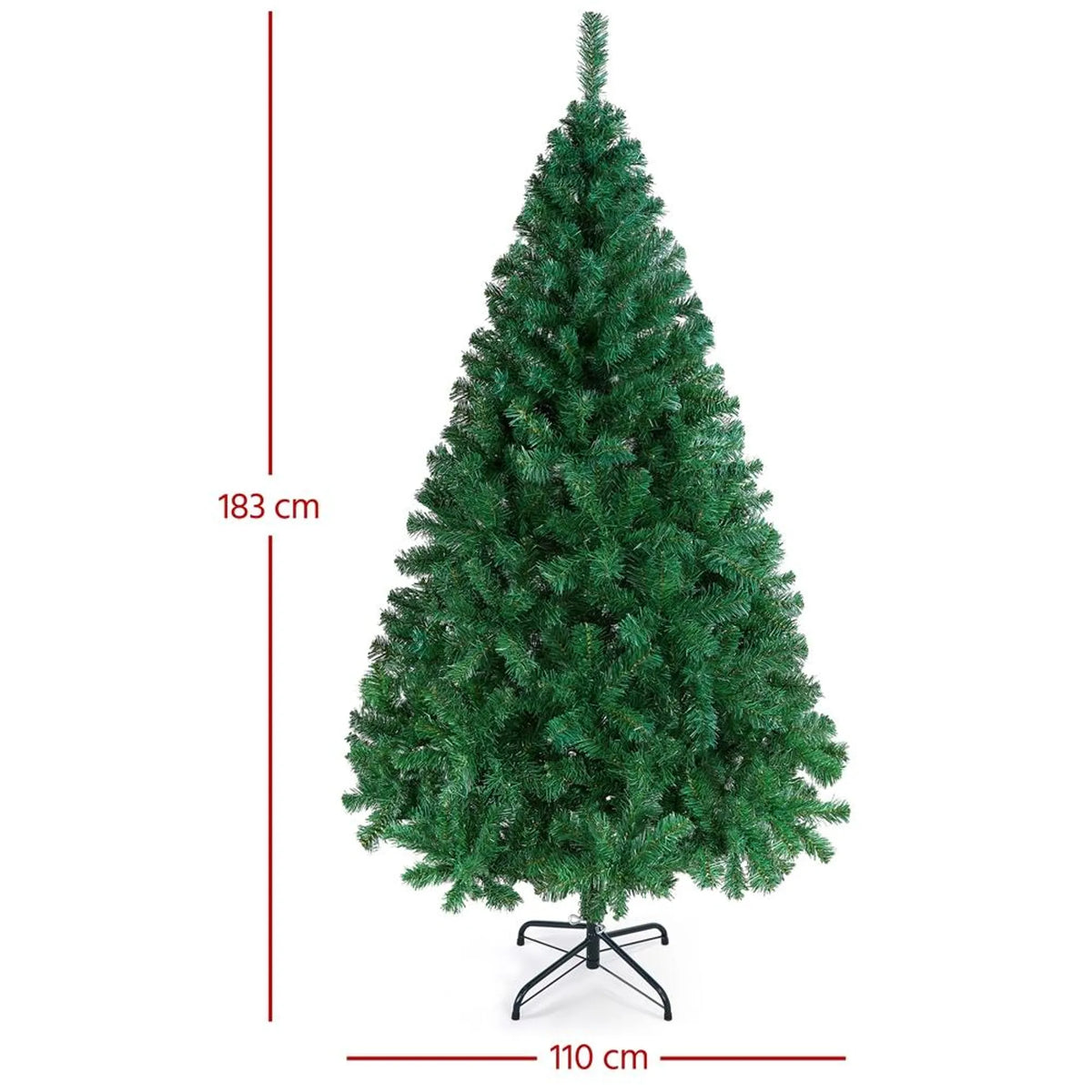 Sapin de Noël artificiel Yaheetech - Vert - 110 x 183 cm - Pied métallique pliable