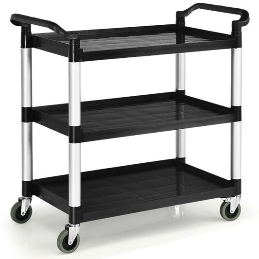 Coast 3-Stage Serving Trolley Multifunctional Trolley with Handles and 4 Wheels Kitchen Trolley Side Trolley Metal Trolley Black