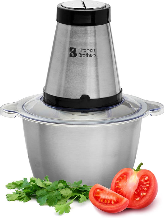 KitchenBrothers Hachoir électrique - 2 vitesses - 300 W - 1.8 L - Bol en acier inoxydable