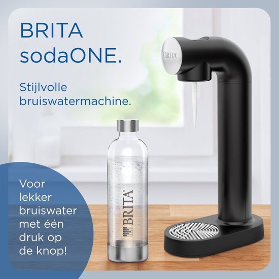 Machine à eau gazeuse Brita SodaONE noire - avec 1 bouteille de CO₂ et 1 bouteille Soda