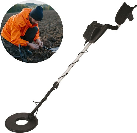 Velleman Détecteur de métaux pour adultes et enfants, bobine de recherche étanche 22 cm, compteur analogique, profondeur de recherche 20 cm, hauteur réglable, accoudoir, chasseur de trésor, détecteur d'argent et d'or