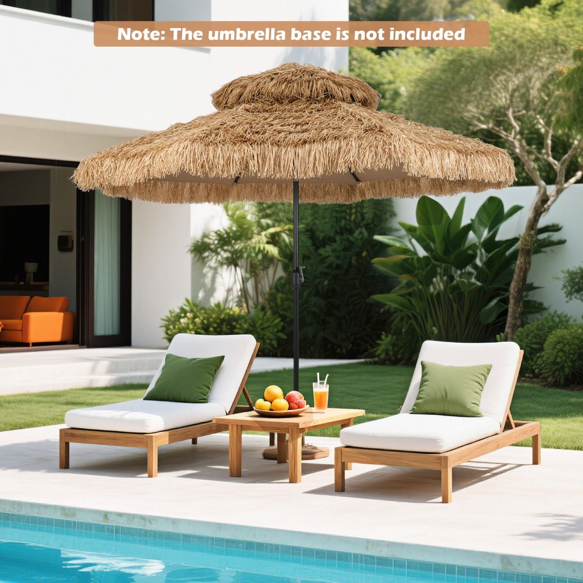 Coast 299 cm Tiki Parasol Hawaii Double Deck Market Parasol - Natural/Black, Ø 299 cm x 270 cm High