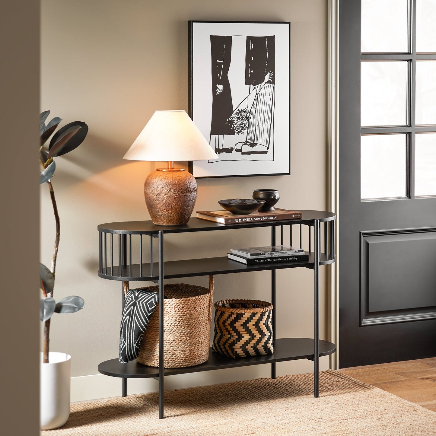 SoBuy Table console - Avec 3 niveaux - max 75 kg - 110 x 39 x 76 cm - Noir