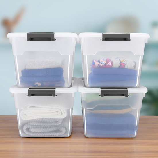 Boîte de rangement / Boîte de rangement 45 L - Plastique - 4 pièces - Couvercle inclus