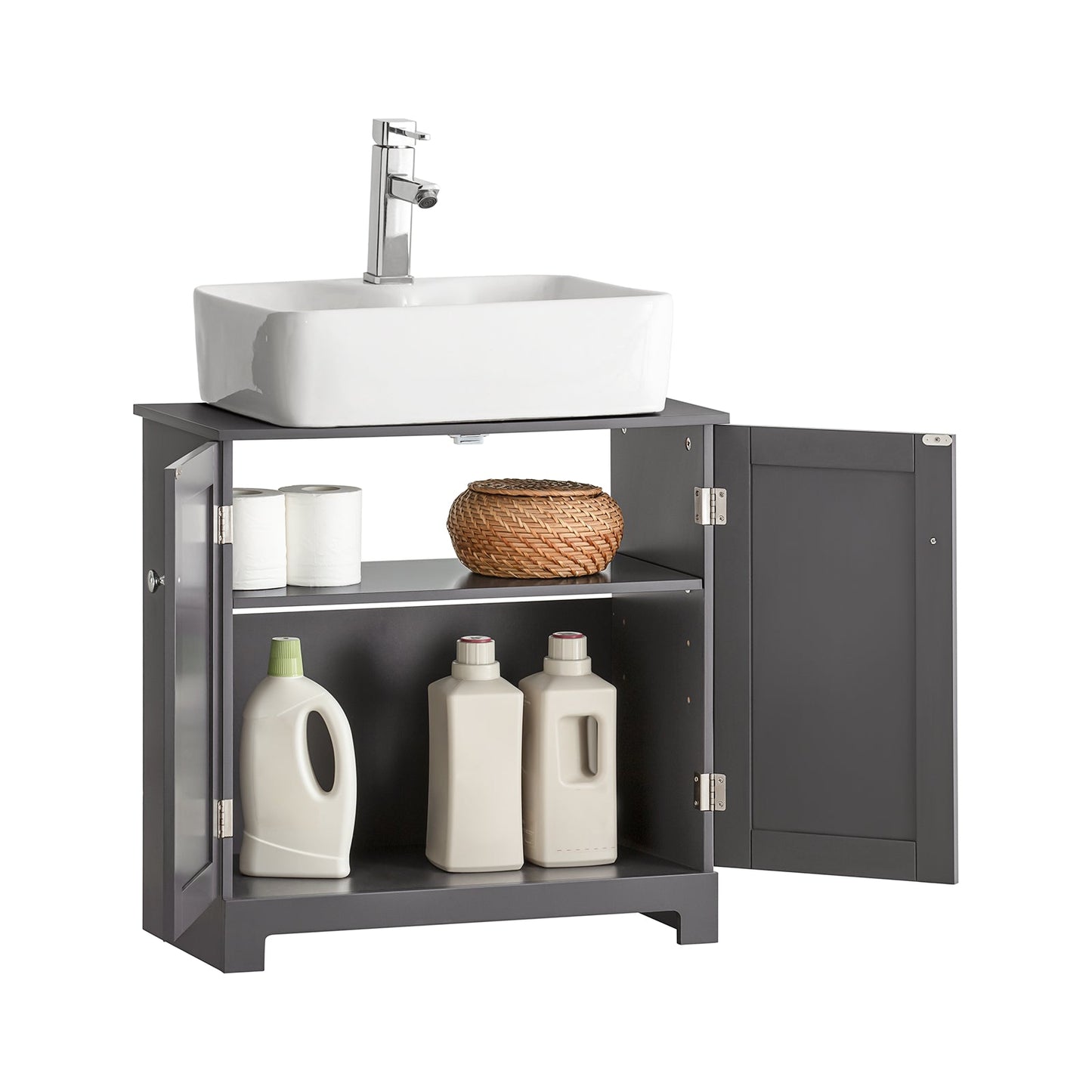 SoBuy Meuble de rangement à 2 niveaux - 60 X 29 X 60cm - gris