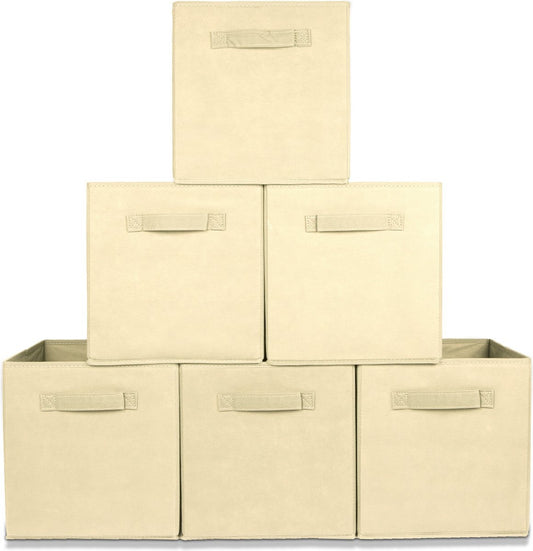LifeGoods Organiseurs de placards - 6 pièces - 20L - Textile - Beige
