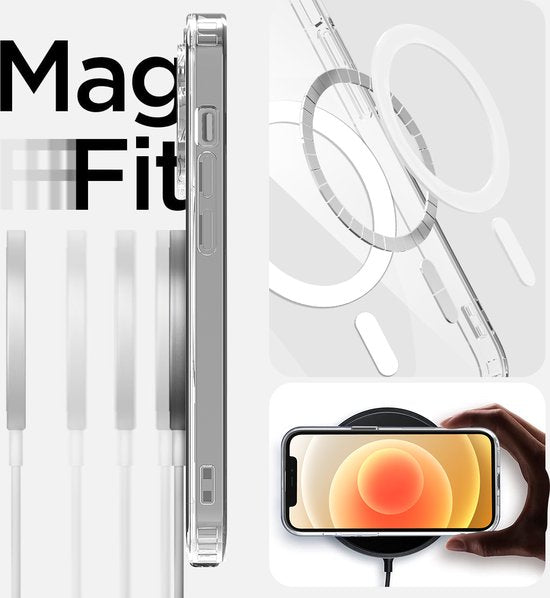 Coque Podec Magsafe compatible avec l'iPhone 11 Pro Max - Lot comprenant 3 protections d'écran + 3 protections d'appareil photo - Magnétique avec anneau, transparente - Coque de téléphone transparente Magsafe - Transparente