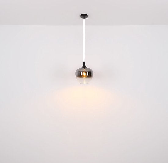 Globo Lampe pendante Maxy - Noir - Verre fumé - Ø29 cm - Raccord E27 - Réglable & Dimmable Description du produit