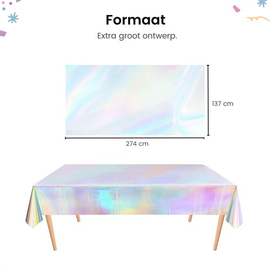 Partizzle 2x nappe plastique jetable - Décoration de fête licorne - Anniversaire sirène - Arc-en-ciel holographique - 274 x 137 cm