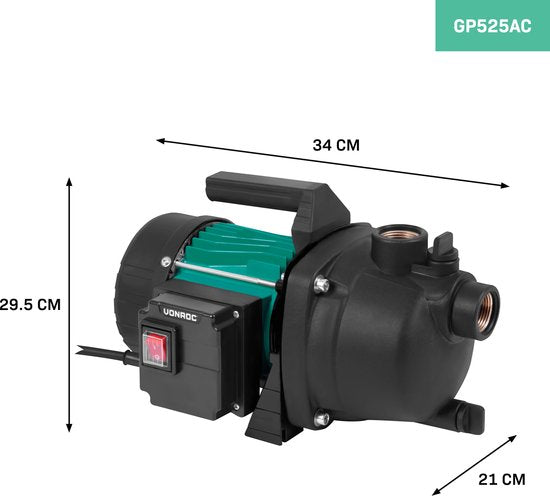 VONROC Pompe d'arrosage / Pompe à eau - 800W - 3300l/h - Corps de pompe en plastique - Pour l'arrosage du jardin/de la pelouse