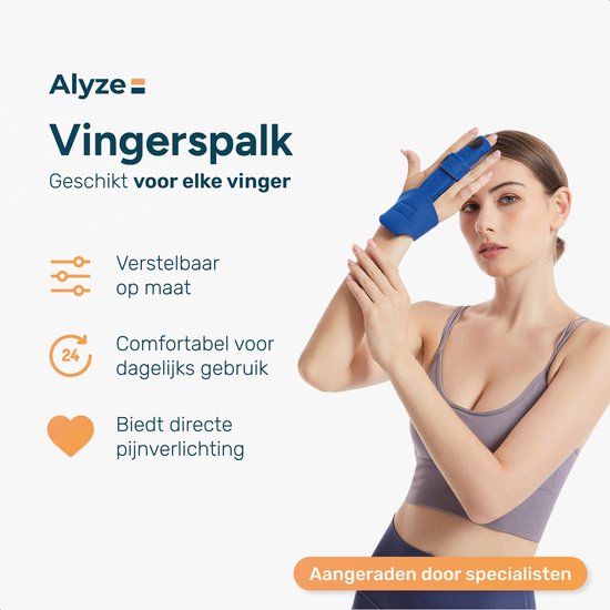 Attelle de doigt - Convient à tous les doigts - Bleu - Doigt du milieu - Taille unique - Attelle