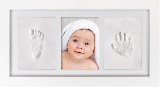 Cadre photo bébé Frummel (33 x 18 cm) - Empreinte en argile (bébé en plâtre) - Mieux qu'une empreinte en plâtre - Empreinte main-pied - Cadeau de maternité fille / Cadeau de maternité garçon - Cadeau de Noël