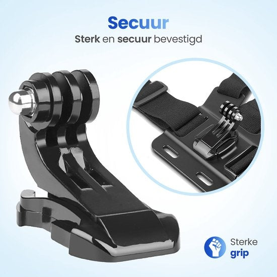 Garpex® Universal Chest strap Harnais de poitrine - Support de poitrine adapté à diverses caméras d'action et smartphones - Noir