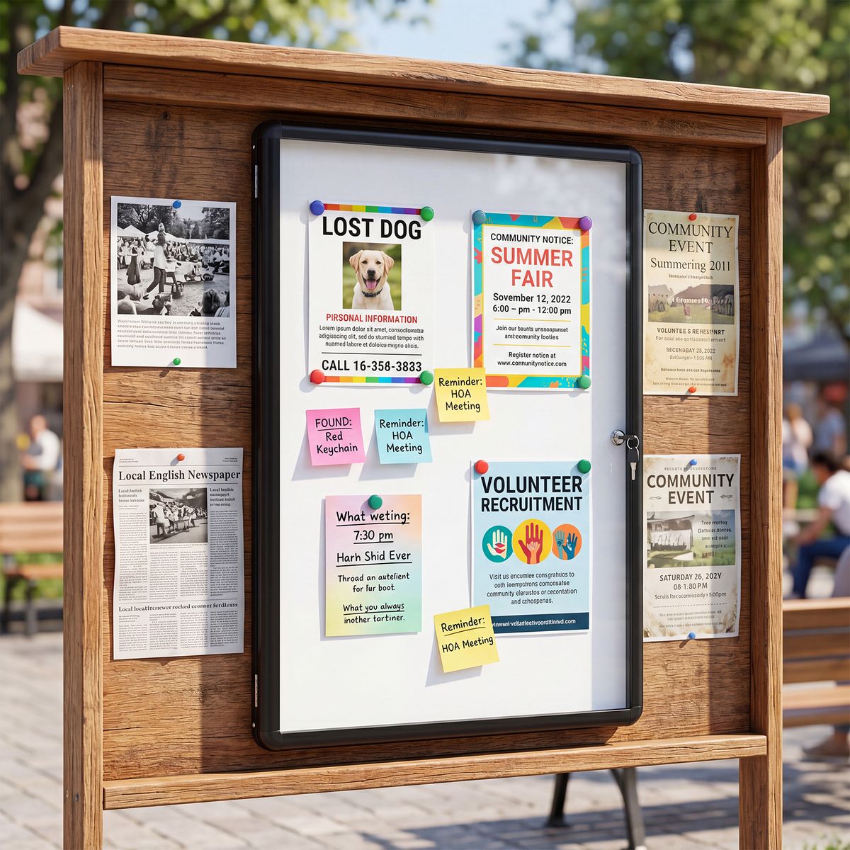 Vitrine d'affichage verrouillable Coast - Paroi arrière magnétique et inscriptible - Taille M - Noir