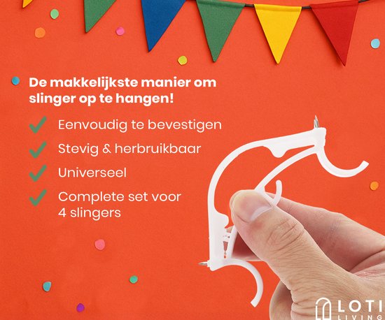 Loti Living Sling Clips - 8 pièces - Clips pour guirlandes suspendues - Clips d'angle - Clips de fête réutilisables - Clips d'angle pour guirlandes suspendues