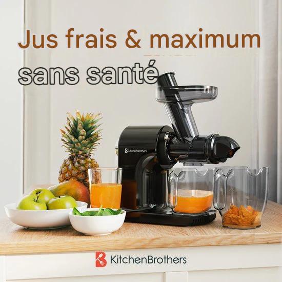 KitchenBrothers Extracteur de jus - Compact - Presse-agrumes - Presse-légumes et fruits - 45 mm - 500 ml - Noir