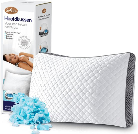 Softsie Oreiller en mousse à mémoire de forme 70x50 - Oreiller ergonomique - Oreiller de sommeil réglable - Oreiller - Oreillers Douleurs de cou