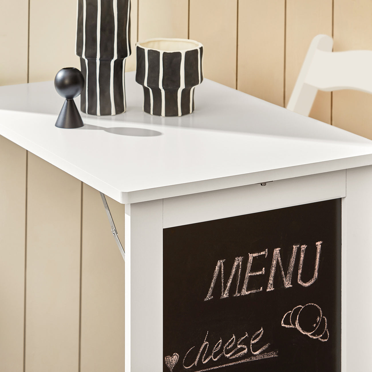 SoBuy FWT03-PF Table de salle à manger pliante avec tableau - Max. 80 kg - 75 x 50 x 76 cm - Blanc