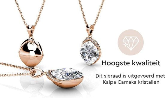 Yolora Collier femme avec pendentif - Cristal Kalpa Camaka - Couleur rose - Plaqué or rose 18K - Collier - Collier femme or rose - Bijoux - Coffret cadeau - Coffret cadeau de luxe - Coffret cadeau exclusif - Bel emballage cadeau