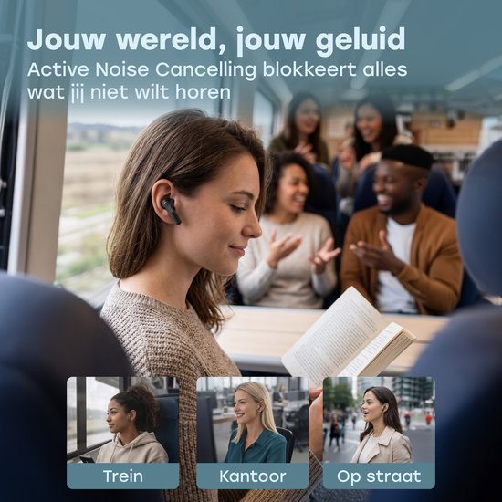 Écouteurs sans fil Audyn - Écouteurs sans fil - Réduction de bruit ANC+ENC - Bluetooth - Intra-auriculaires - Noir - FlowTune Pro