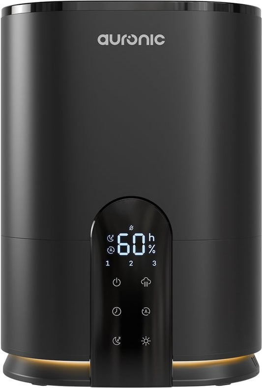 Humidificateur Auronic - 4 litres - 40m2 - Convient au salon, au bureau, à la chambre à coucher, à la chambre de bébé et plus encore - Avec aromathérapie - Sans BPA - Noir