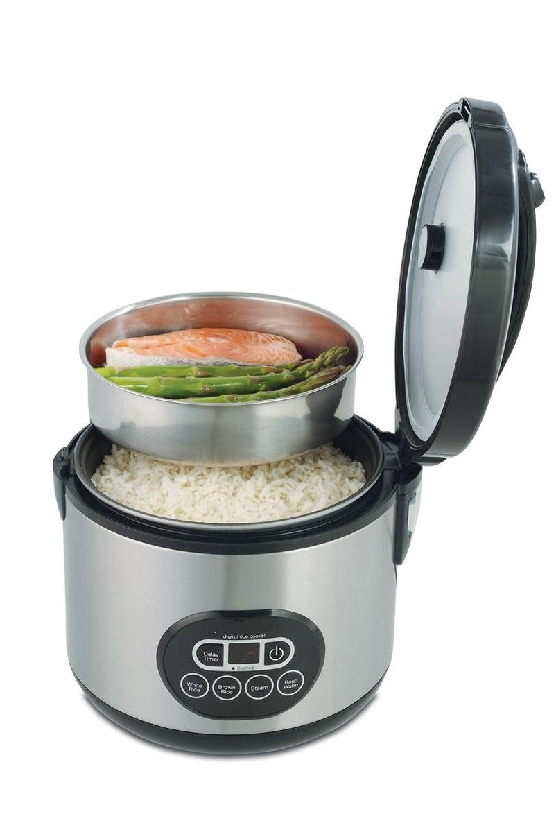 Solis Rice Cooker Duo Programm 817 - Cuiseur de riz et cuiseur vapeur - Cuiseur vapeur de légumes - Argent