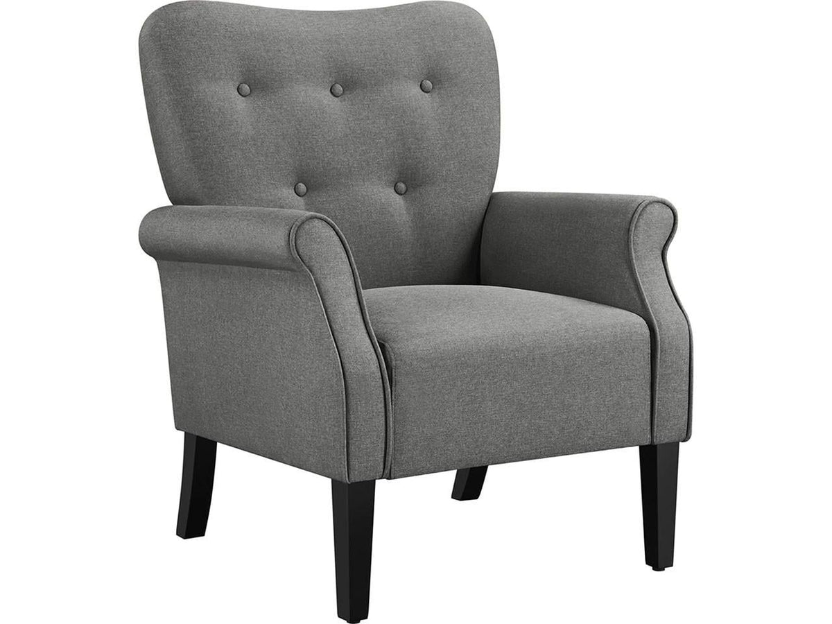 Fauteuil de détente 611622 - 74 x 72 x 94 cm - Gris foncé - Pieds en bois