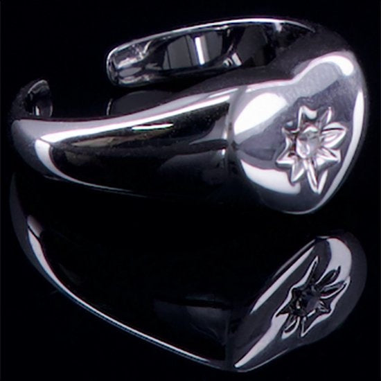 Laura Ferini Bague femme ajustable Lana argent - Bague sceau avec cœur et cristal de zirconium - Bijoux femme argent - Acier inoxydable étanche - Bijoux en acier inoxydable - Accessoires