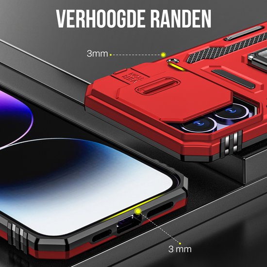 Coque Podec compatible avec l'iPhone 11 Pro, rouge - Coque anti-chocs hybride « Armor » avec support intégré et film de protection d'écran