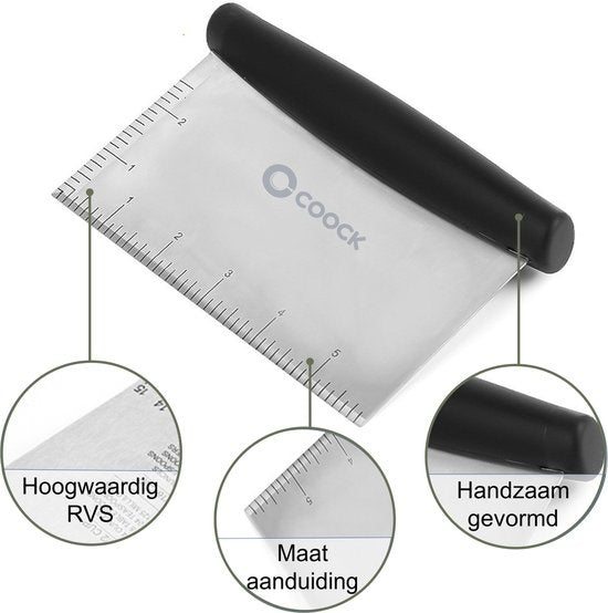 COOCK - Coupe-pâte ergonomique en acier inoxydable - Grattoir à pâte - Couteau à pizza - Coupe-légumes - Grattoir à gâteaux et à tartes
