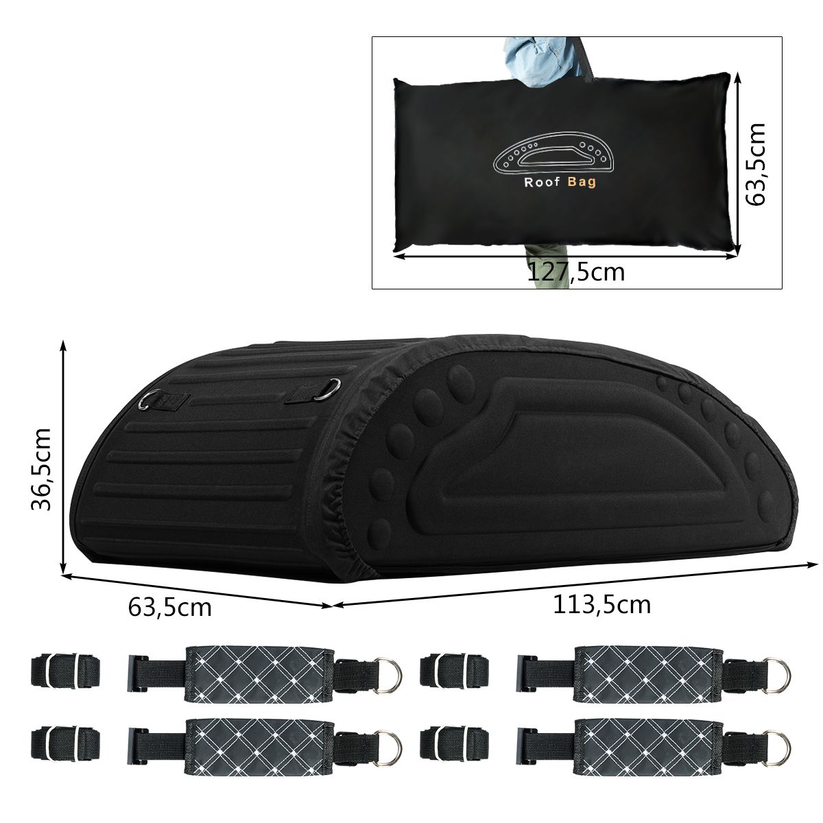 Sac de toit Coast - capacité de 400 litres - imperméable - pliable - noir