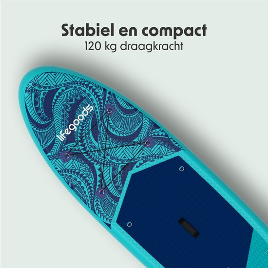LifeGoods SUP Board All-round Compact - avec siège - capacité de charge de 100 KG - 300 x 76 cm - gonflable - ensemble complet de SUP - bleu