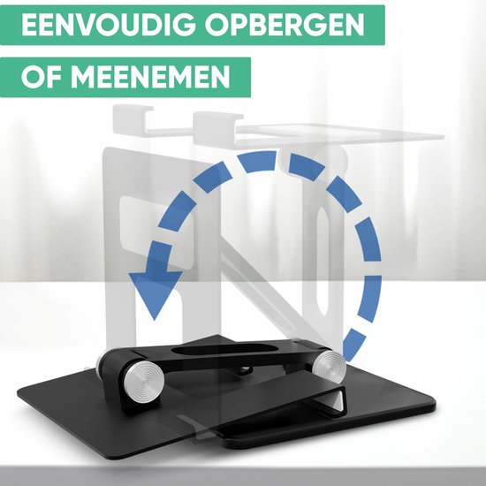 Serve Tablet Holder XL Foldable - Extra Sturdy & Stable - Black Collapsible Stand for Table or Desk - Noir