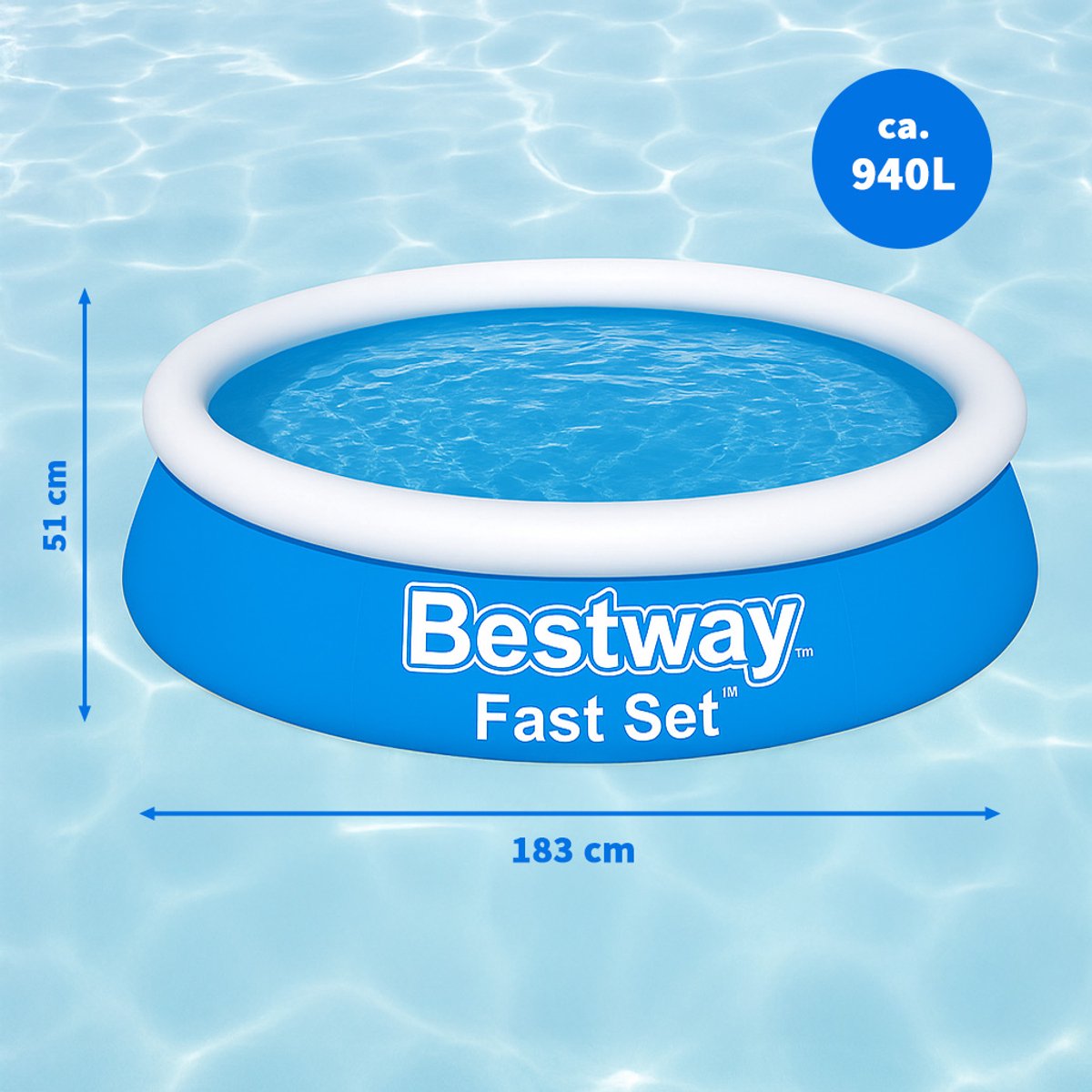 Bestway Kids' Pool - Ø 183 cm - Modèle 57392 - Bordure gonflable