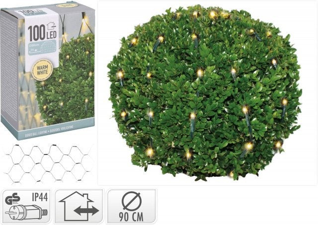 Nampook - Filet à boules en buis - Filet lumineux - 100 LED 90cm - Blanc chaud