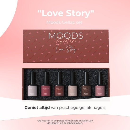Vernis Semi Permanent Moods Gellac 6-Piece Set - Vernis à ongles en gel - 8ML - Love Story - Gellac - Nails - Gel Polish Starter Pack - Chic Colours