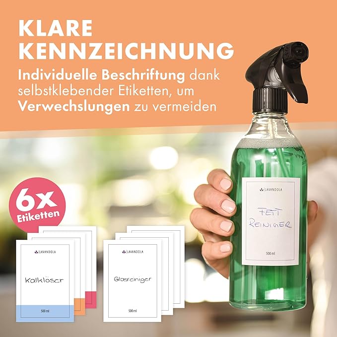 3 vaporisateurs de 500 ml avec étiquettes - pulvérisation fine et homogène, vaporisateur étanche et résistant pour les plantes, petit vaporisateur pour l'entretien automobile, vaporisateur, lot de 3 vaporisateurs