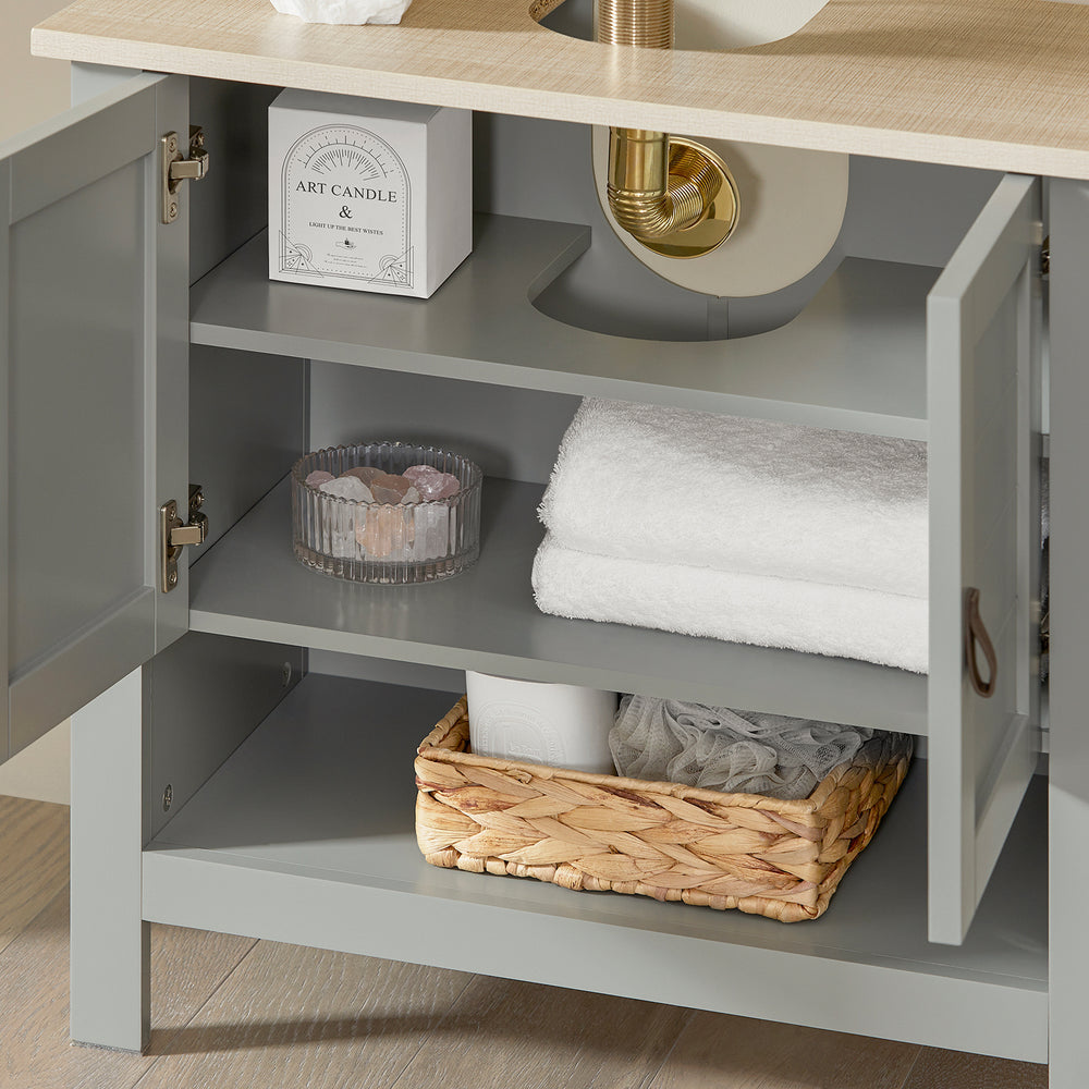 SoBuy® BZR69-HG Meuble bas pour évier - Etagère et 2 portes - 60x30x60 cm - Gris