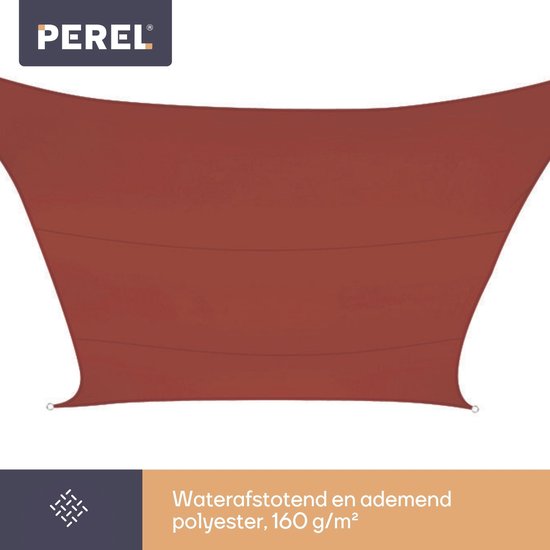Voile d'ombrage - Perel - imperméable - 5 x 5 m, 160 g/m² - polyester - carré - terracotta