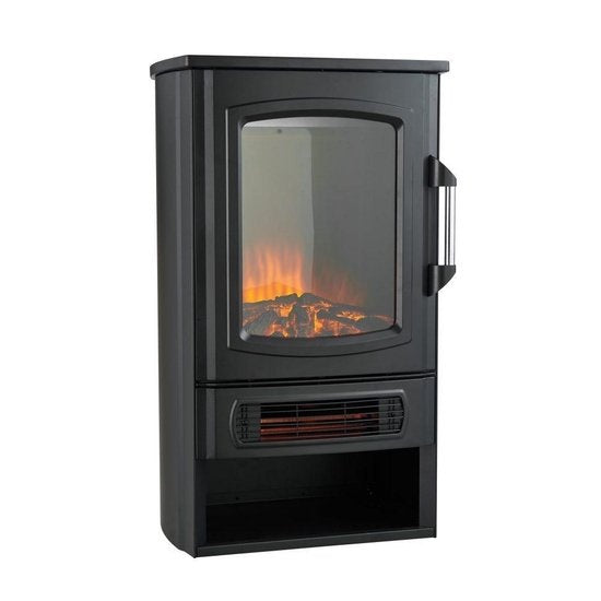 MOA Cheminée électrique EFS183 - Cheminée d'ambiance et chauffage - 2000W - Flammes réalistes - Espace Décoration Bois - Noir