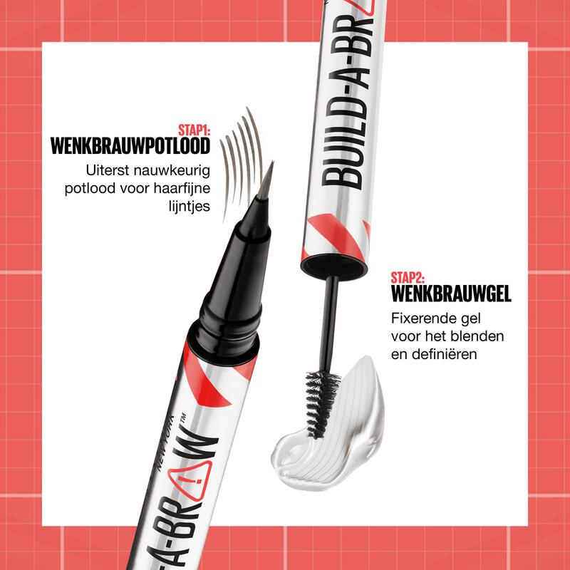 Maybelline Build-a-Brow Crayon à sourcils et gel fixateur 2-en-1 - 259 Ash Brown - Waterproof - Jusqu'à 24 heures